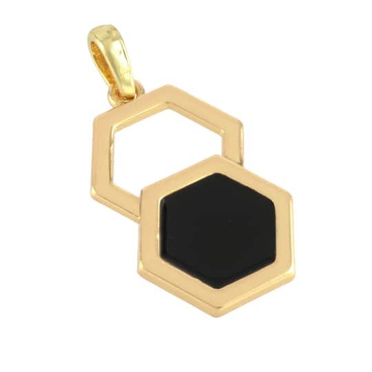Black &#x26; Gold Double Hexagon Pendant by Bead Landing&#x2122;